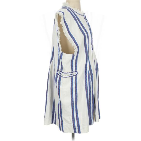 Etoile Isabel Marant Denzie Cotton Canvas Striped Poncho Mini Dress L - Picture 7 of 12